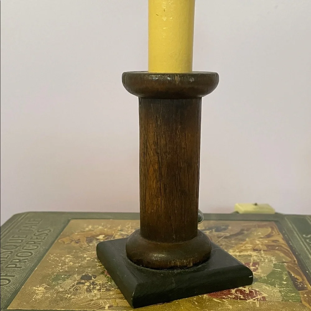 Vintage Wooden Candle Holder Lamp country vibes